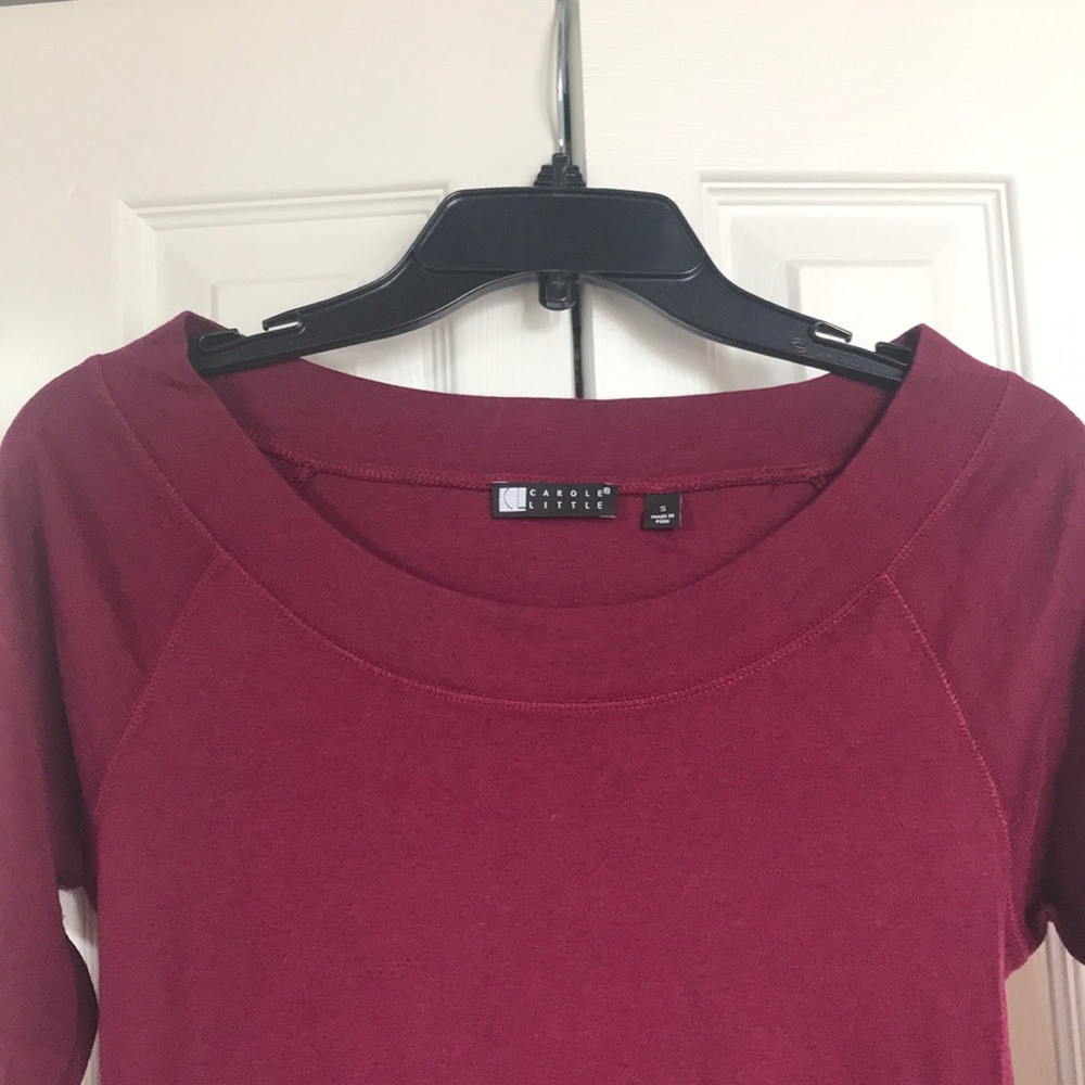 Burgundy boatneck professional top. Size Small.